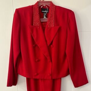 Red suit set (jacket size 16 pants size 16)